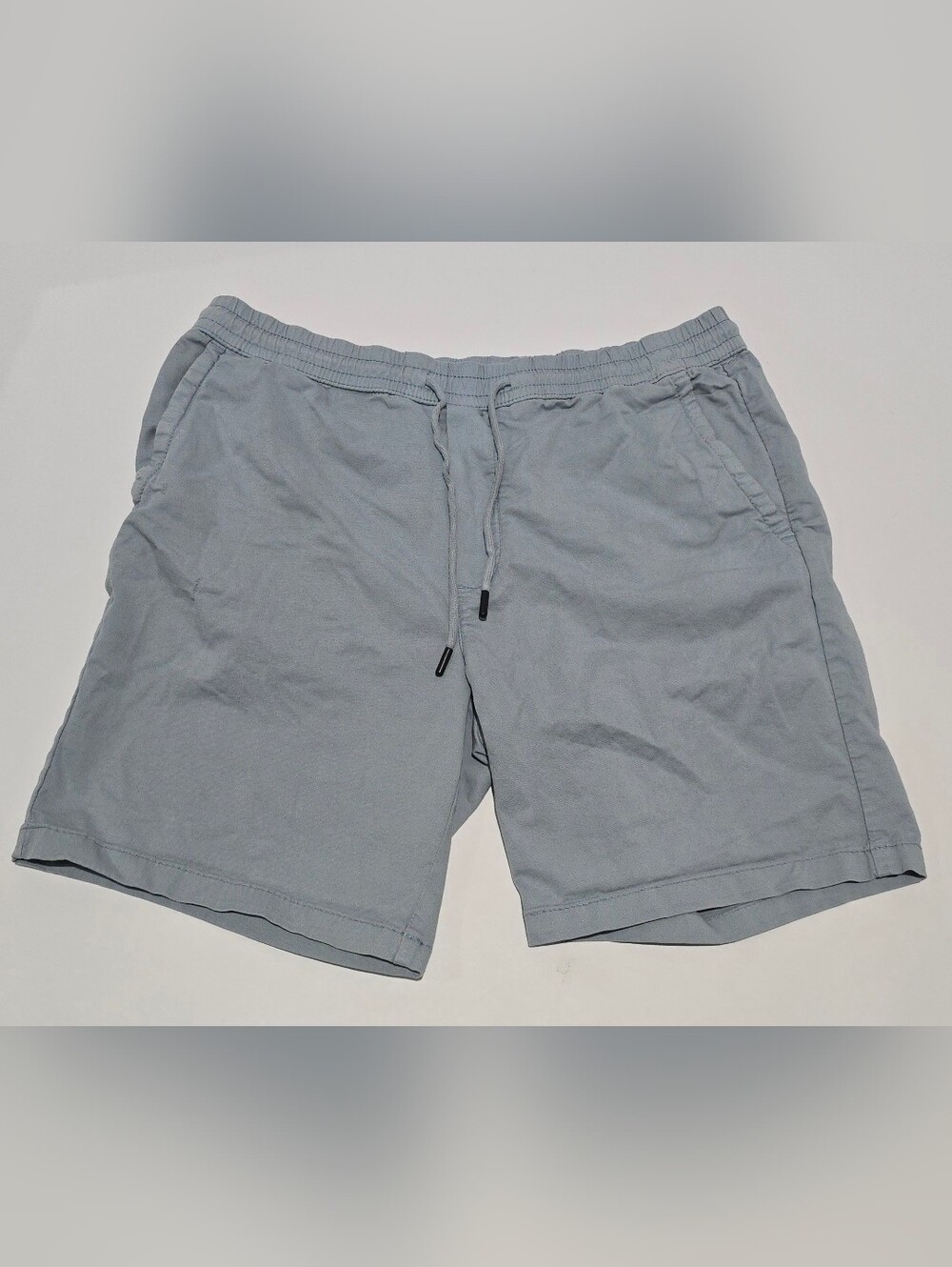 Zara Men's Drawstring Chino Shorts Size L Light Blue Gray Elastic Waist Casual